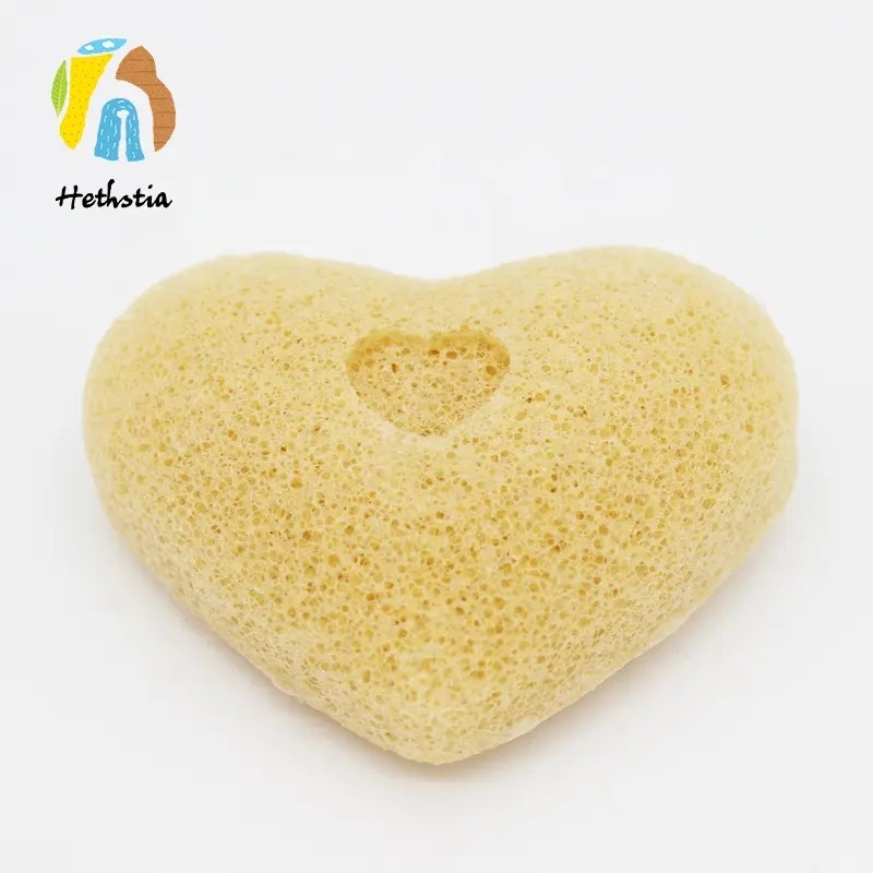 Customised Packaging Organic 100% Natural Heart Shape konjac baby bath sponge