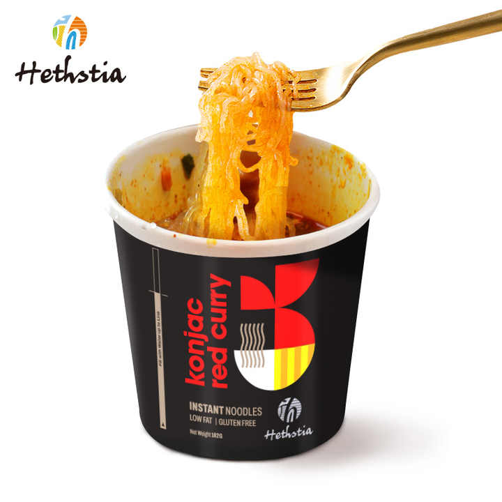 Asian Low-calorie Noodles Red Curry Flavor Konjac Cup Instant Noodles Shirataki Ready to Eat Thai Konjac Cup Instant Noodles