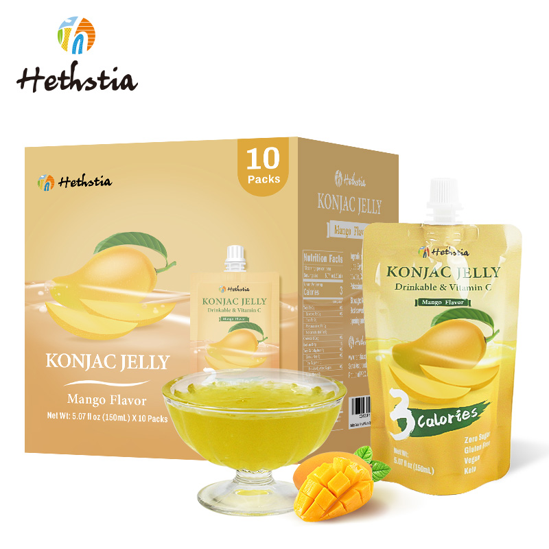Vegan Food Hethstia Konjac Jelly Lychee Flavor Snack Mango Flavor Konjac Jelly With Collagen Peptides