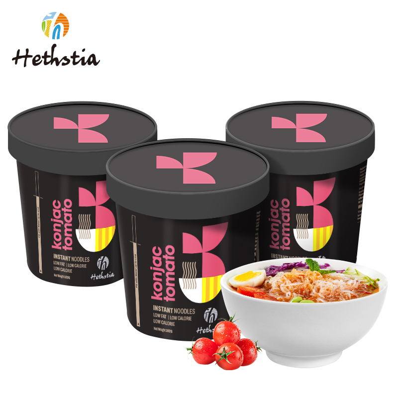 Shirataki Noodle Ready to Eat Tomato Noodles Soup Low GI IInstant Tomato Flavor Konjac Cup Instant Noodles